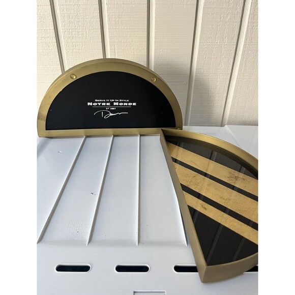 Creation of the Bright Abstract Tray Collection by Dawn  Notre Monde - Art Deco - Unique 2 Piece Chevron Valet Tray Set
